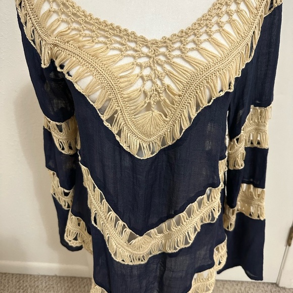 Umgee Crochet Tunic / Cover-Up Coverup BOHO size M - Picture 2 of 8